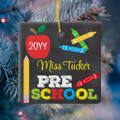 Kleuterschool leraar Keepsake Chalkboard Kleurrijk Keramisch Ornament