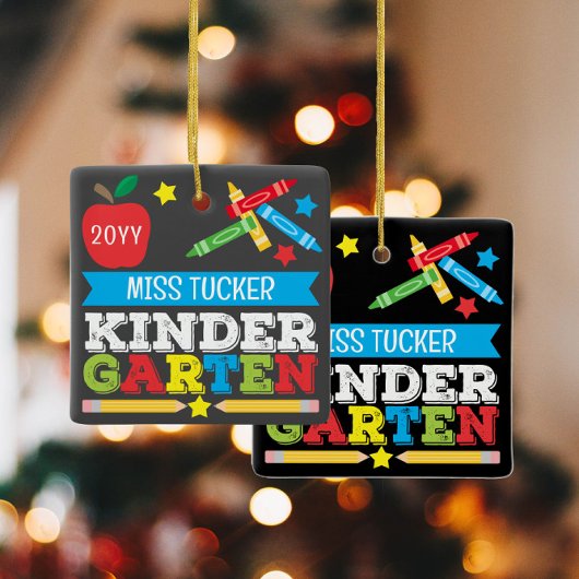 Kleuterschool Leraar Keepsake Chalkboard Kleurrijk Keramisch Ornament