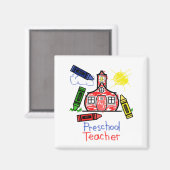 Kleuterschool leraar magneet - Schoolhuis & kleurp (Voorkant / Achterkant)