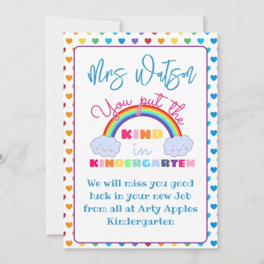 kleuterschool Leraar waardering cadeau KAART HOUDE (Voorkant)