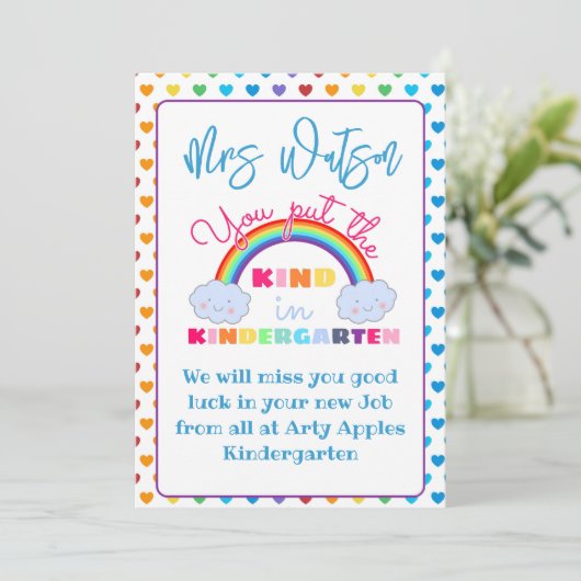 kleuterschool Leraar waardering cadeau KAART HOUDE (Staand voorkant)