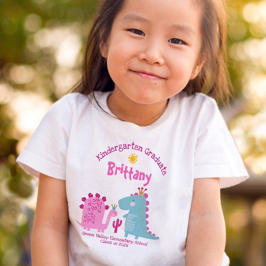 Kleuterschool Meisje Afstuderen Dinosaur Aangepast T-shirt