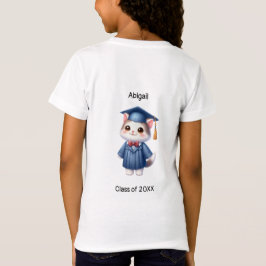 Kleuterschool Meisje Afstuderen Naam Schattige Kat T-shirt