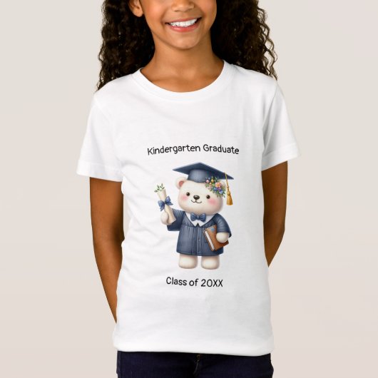 Kleuterschool meisje Afstuderen Schattige Teddy Be T-shirt (Voorkant)