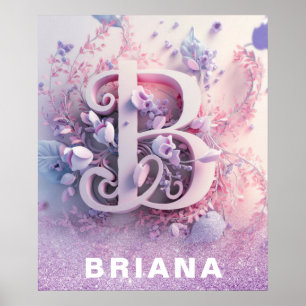 *~* Kleuterschool Monogram AP71 Meisje Letter B Poster