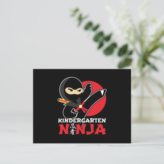 Kleuterschool Ninja Kick Eerste Dag Terug Naar Sch Briefkaart (Staand voorkant)