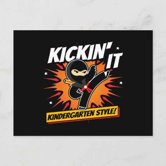Kleuterschool Ninja Kick Eerste Dag Terug Naar Sch Briefkaart (Voorkant)