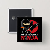 Kleuterschool Ninja Kick Eerste Dag Terug Naar Sch Vierkante Button 5,1 Cm (Voorkant /achterkant)