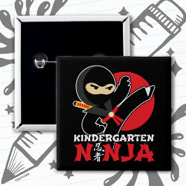 Kleuterschool Ninja Kick Eerste Dag Terug Naar Sch Vierkante Button 5,1 Cm
