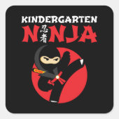 Kleuterschool Ninja Kick Eerste Dag Terug Naar Sch Vierkante Sticker (Voorkant)