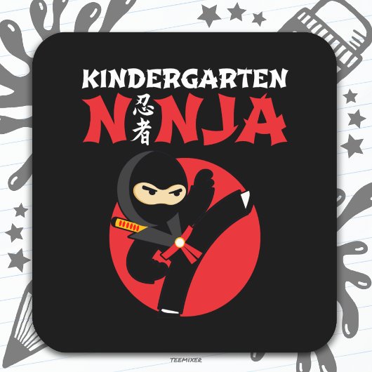 Kleuterschool Ninja Kick Eerste Dag Terug Naar Sch Vierkante Sticker