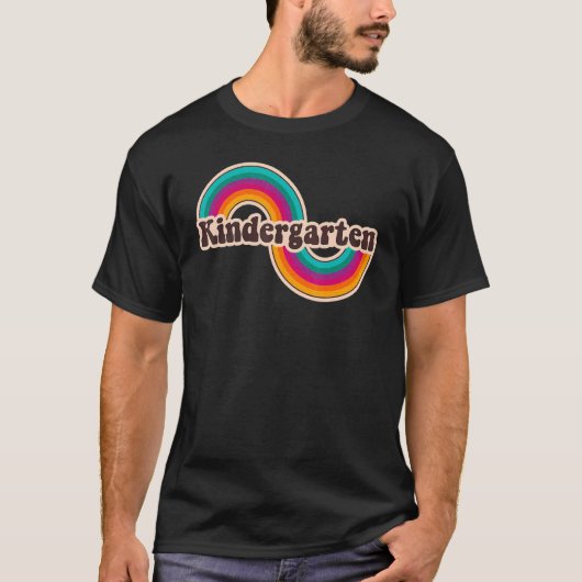 Kleuterschool Retro Rainbow Leuke Kinder Terug naa T-shirt (Voorkant)