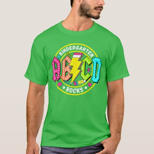 Kleuterschool Rocks ABCD Terug naar school Grappig T-shirt (Voorkant)