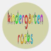 Kleuterschool Rocks - Potlood Ronde Stickers (Voorkant)