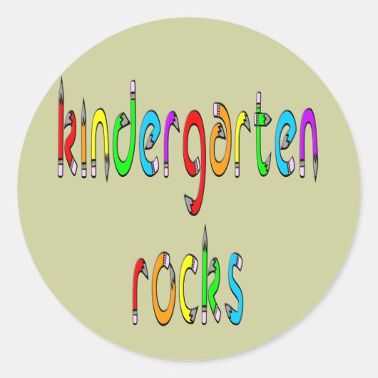 Kleuterschool Rocks - Potlood Ronde Stickers (Voorkant)
