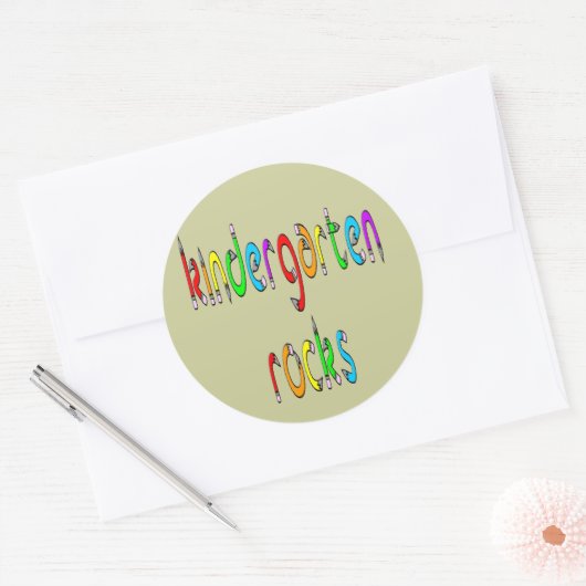 Kleuterschool Rocks - Potlood Ronde Stickers (Envelop)