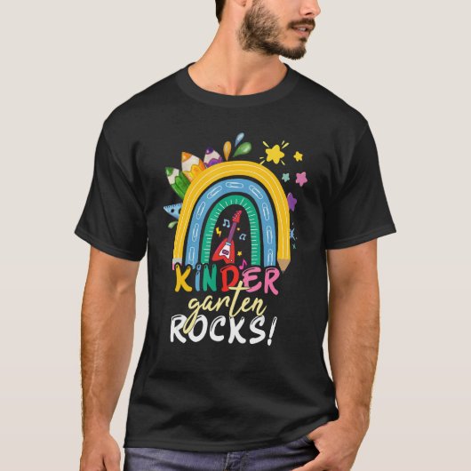 Kleuterschool Rocks Regenboog Kinder Meisjes Leraa T-shirt (Voorkant)