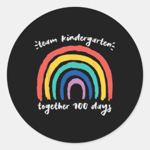 Kleuterschool Samen 100 Dagen Regenboog Leraar Stu Ronde Sticker