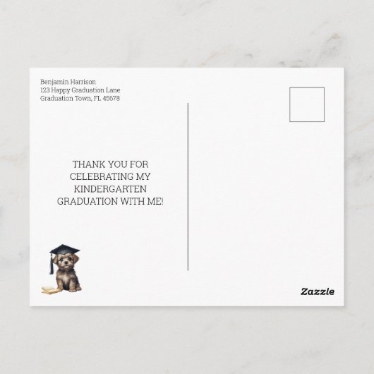 Kleuterschool Scruffy Puppy Dank u Post Kaart (Achterkant)