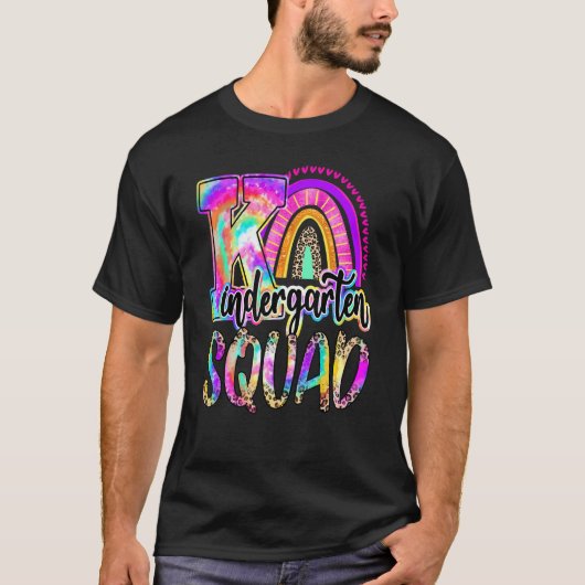 Kleuterschool Squad Rainbow Tie Dye Leopard Terug T-shirt (Voorkant)