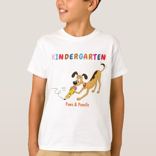 Kleuterschool T-shirt Hond & Potlood (Voorkant)