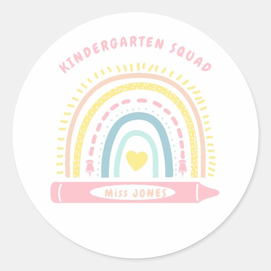 Kleuterschool Team Squad Leraar Terug naar School Ronde Sticker (Voorkant)
