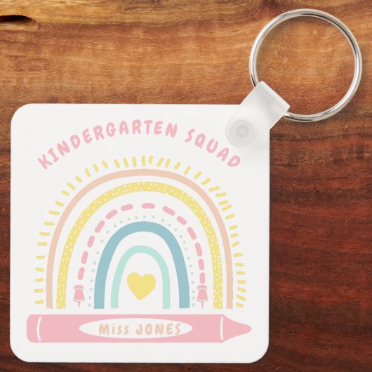 Kleuterschool Team Squad Leraar Terug naar School Sleutelhanger (Achterkant)