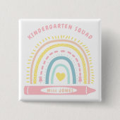 Kleuterschool Team Squad Leraar Terug naar School Vierkante Button 5,1 Cm (Voorkant)