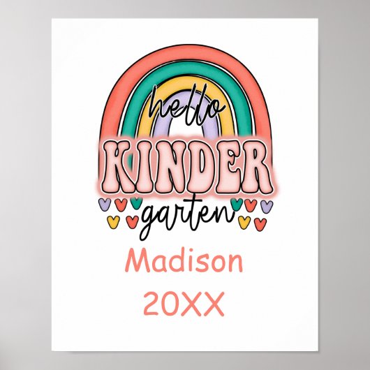 Kleuterschool Terug naar school Regenboog Persoonl Poster (Voorkant)