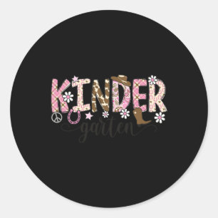 Kleuterschool western cowgirl lerares terug naar s ronde sticker