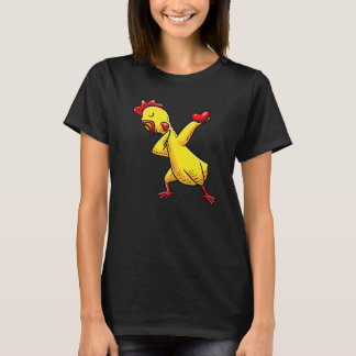 Klevende rubber kip met een hart t-shirt