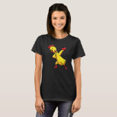 Klevende rubber kip met een hart t-shirt (Voorkant volledig)