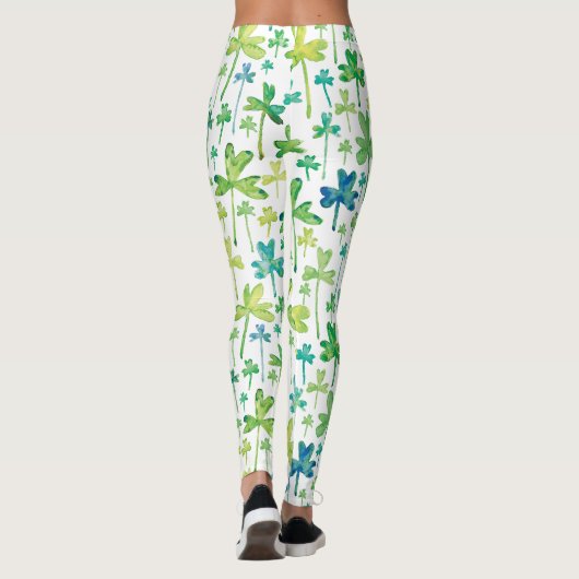 Kleverblad St. Patrick's Day Groen Witte Leggings (Achterkant)