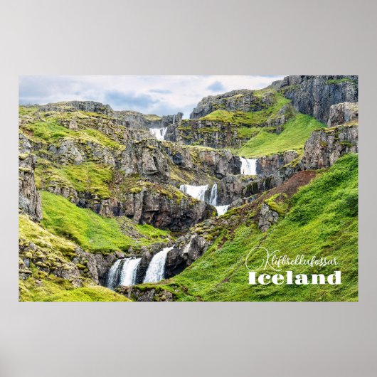 Klifbrekkufossar, IJsland Poster (Voorkant)