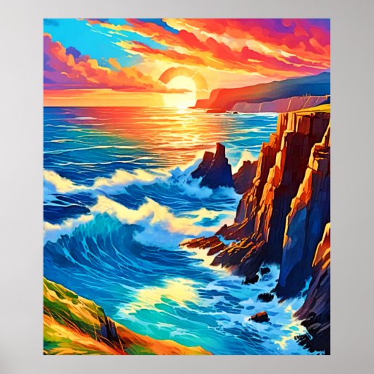 Kliffen bij zonsondergang: het gouden uur van de o poster (Voorkant)