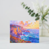 Kliffen in het Fiery Sunset Impressionist Landscha Briefkaart (Staand voorkant)