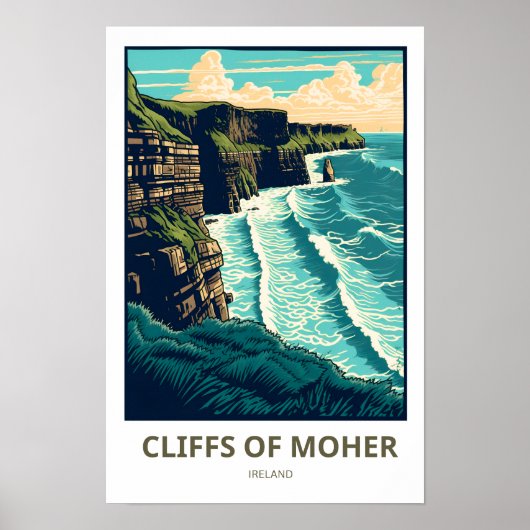 Kliffen van Moeder Ierland Reisprint Poster (Voorkant)