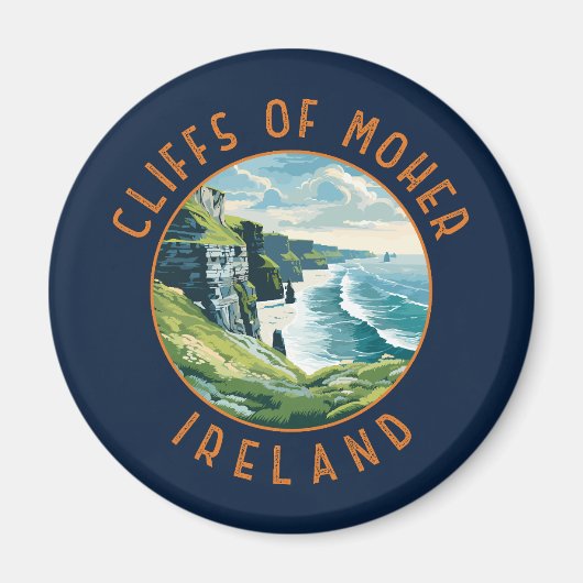 Kliffen van Moeder Ierland Retro Distress Circle Magneet (Voorkant)