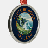 Kliffen van Moeder Ierland Retro Distress Circle Metalen Ornament (Rechts)
