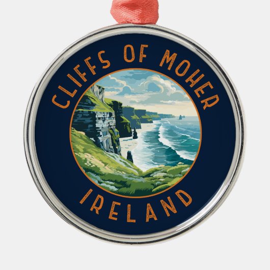 Kliffen van Moeder Ierland Retro Distress Circle Metalen Ornament (Voorkant)