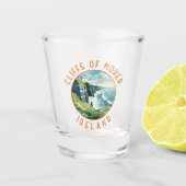 Kliffen van Moeder Ierland Retro Distress Circle Shot Glas (Voorkant)