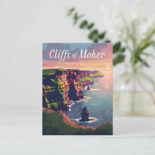 Kliffen van Moeder zonsondergang Briefkaart (Staand voorkant)