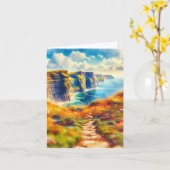 Kliffen van Moher Ireland Waterverf Kaart (Gele Bloem)