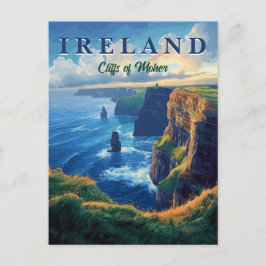 Kliffen van Moher Vintage Travel Briefkaart