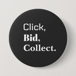 Klik, Bied, Verzamel. Boek Knop Ronde Button 7,6 Cm