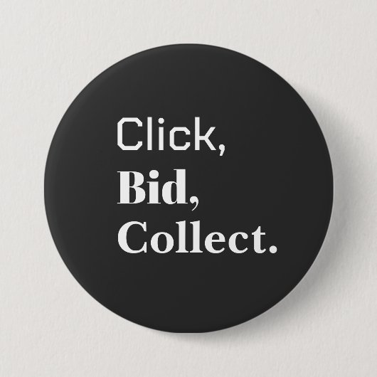 Klik, Bied, Verzamel. Boek Knop Ronde Button 7,6 Cm (Voorkant)