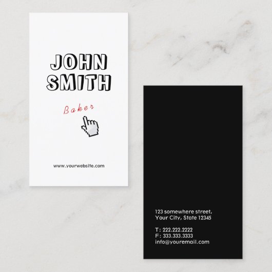 Klik! Cute Typography Baker Bakery Visitekaartje (Voorkant / Achterkant)
