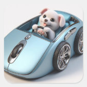 Klik en vroom: Puppy Driver Edition Vierkante Sticker (Voorkant)