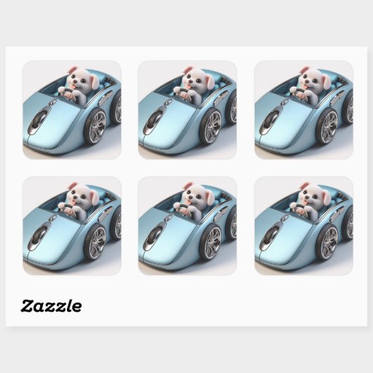 Klik en vroom: Puppy Driver Edition Vierkante Sticker (Vel)
