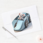 Klik en vroom: Puppy Driver Edition Vierkante Sticker (Envelop)